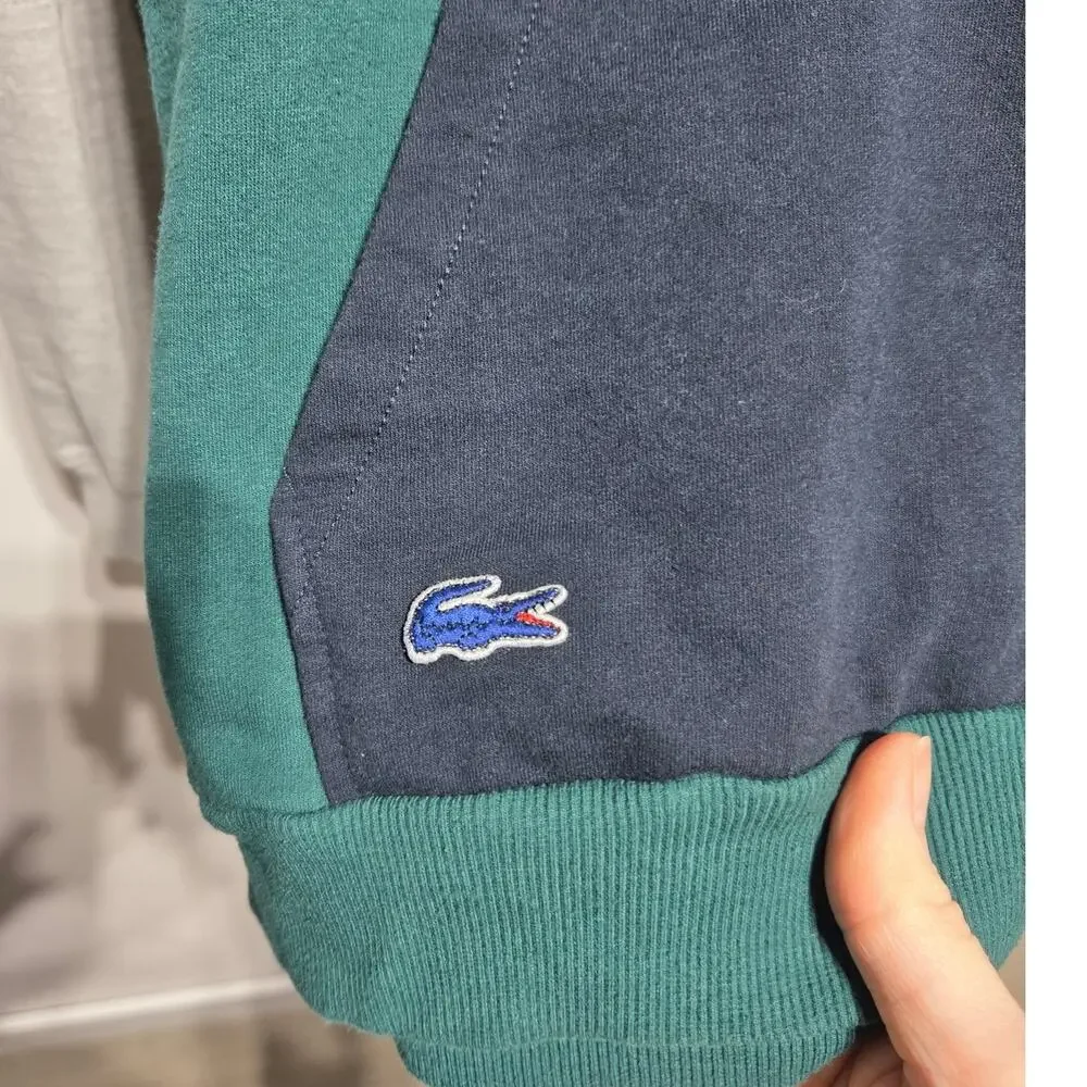 Lacoste Sleepwear Men's Hooded Sweatshirt Green Blue & Gray Size Large